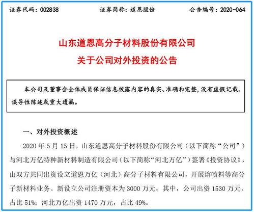 投資超1500萬 道恩股份擬設立合資公司,擴大產(chǎn)品銷售